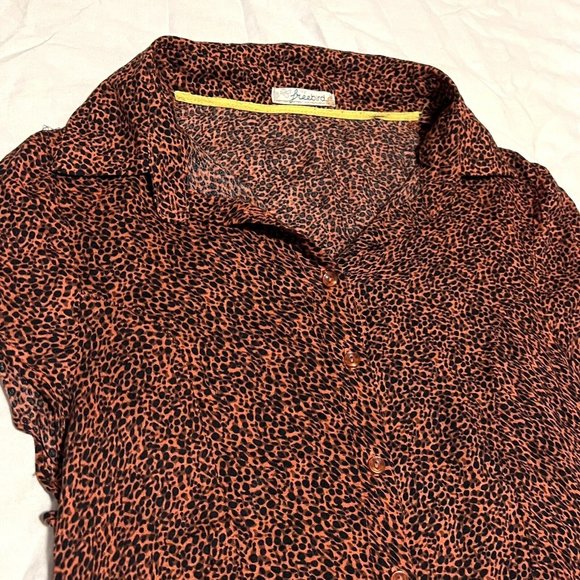 Free People Freebird Cheetah Print Collared Henley Mini Dress Womens sz S - Picture 2 of 5